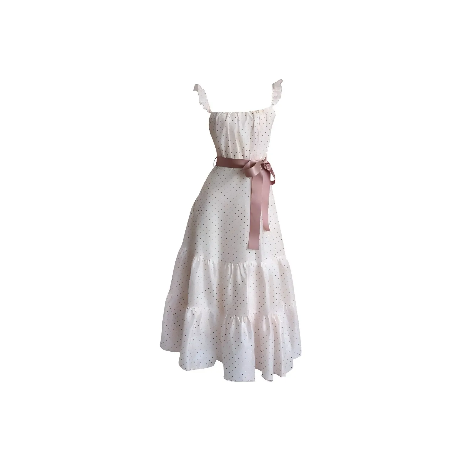 Mu Xiao Xin Slip Dresses Women's Pink Polka Dot Maxi Skirt