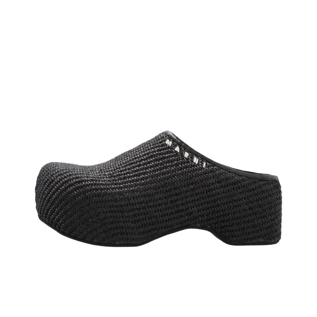 MARNI Rubber Sole Closed Toe Slippers Women's Black