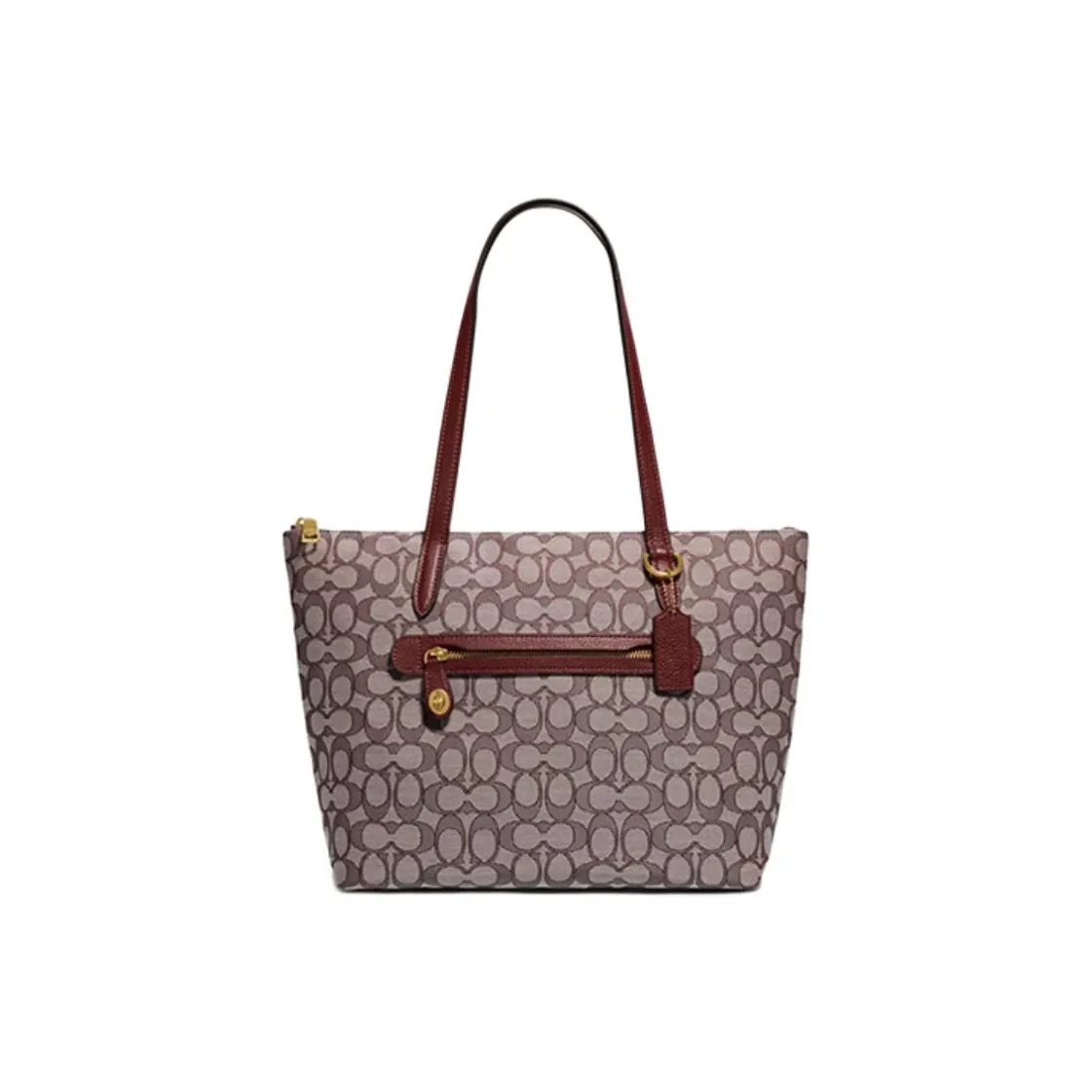 COACH Taylor Холст и Кожаная Сумка-тоут Сумка для покупок Сумка через плечо Женская Бургунди Цвет вишни Темно-красный