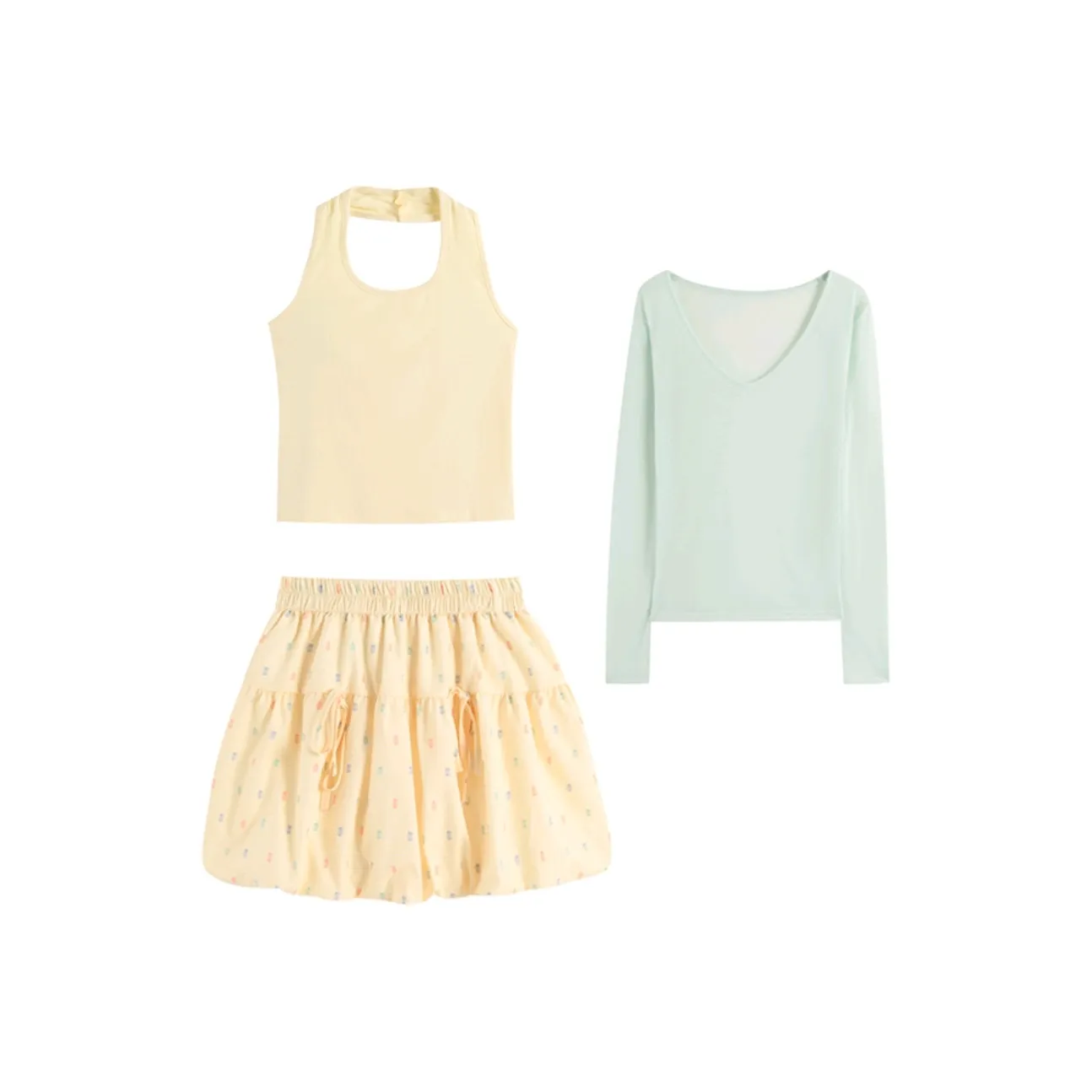 HeartyBite Цвет изображения Юбка-тюльпан + Желтая майка + Зеленый COVER UP Женские комплекты с юбкой