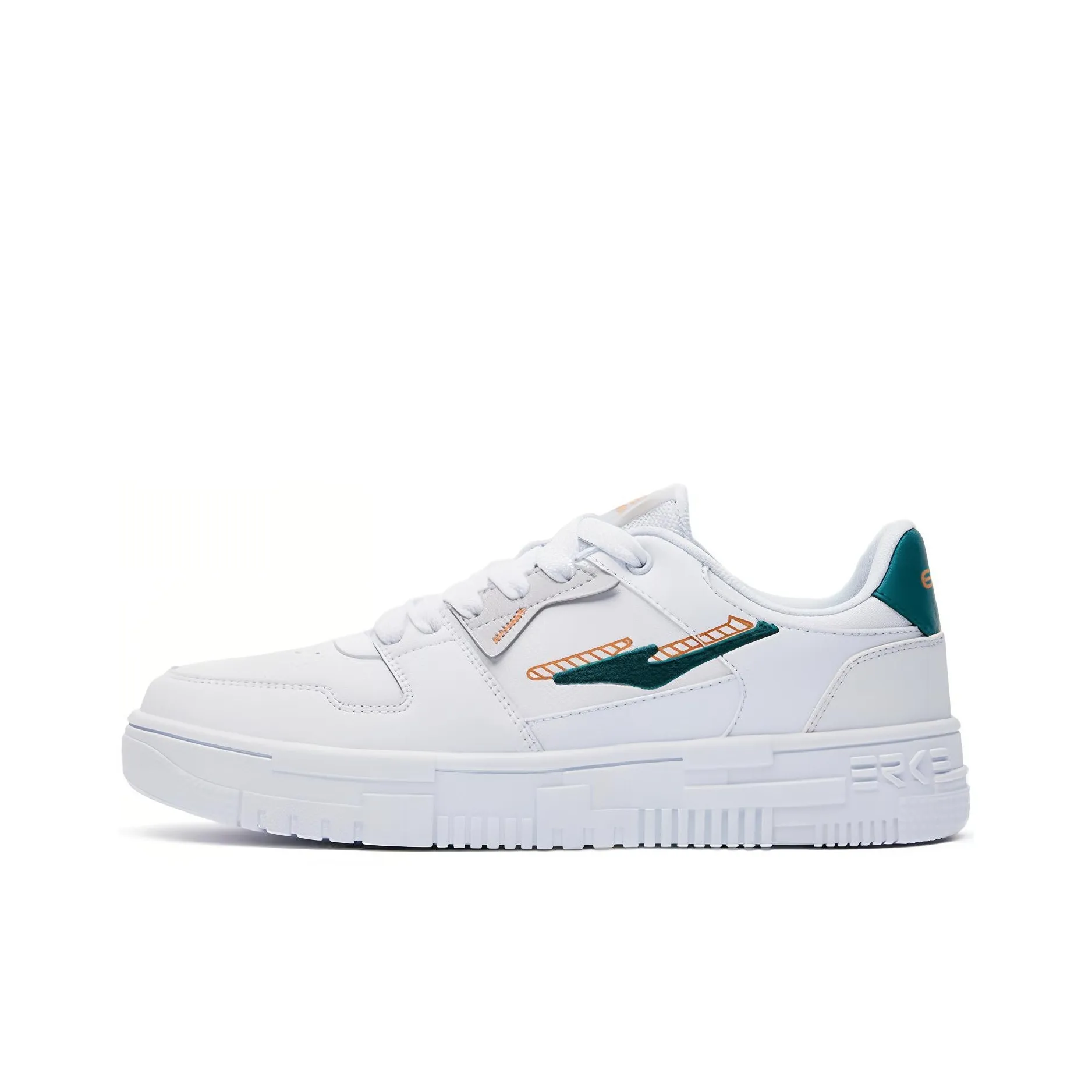 Erke Cushioned Wear-Resistant Lightweight Low-Top Skateboard Shoes Men's True White