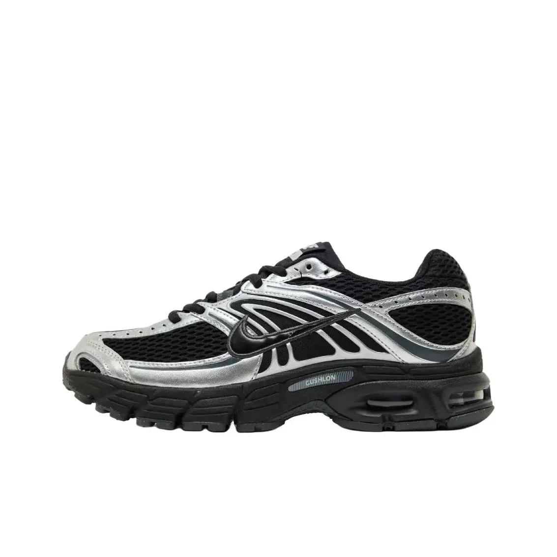 Nike Air Max Moto 2K Аbrasion Resistant Низкие Беговые Кроссовки Женские Черные Серебряные