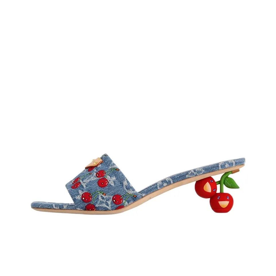 Takashi Murakami x LOUIS VUITTON Lily Slip Resistant Abrasion Resistant Slide Slippers 5.5cm Women's Blue