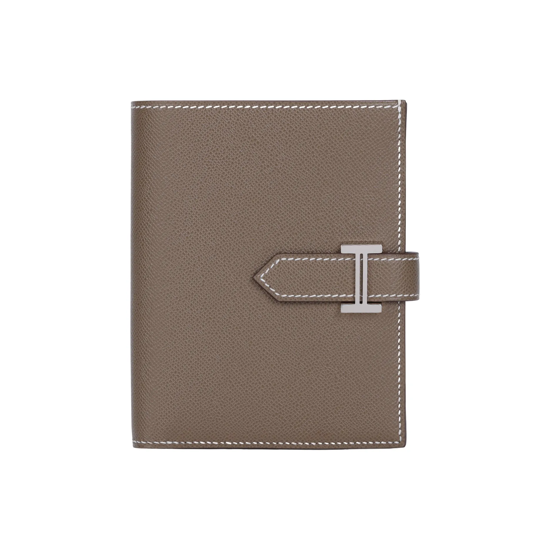 HERMES Bearn Madame Calfskin Wallet Women's 18 Etoupe Elephant Gray