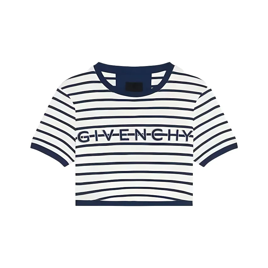 Givenchy Cropped T Shirt With Stripes 'Navy/White'