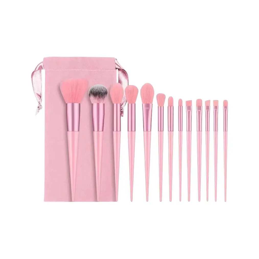 MAQINA Розовая Фланелевая Сумка Набор Кистей для Макияжа Мягкие и Дружественные к Коже 13 шт. Кистей + Сумка