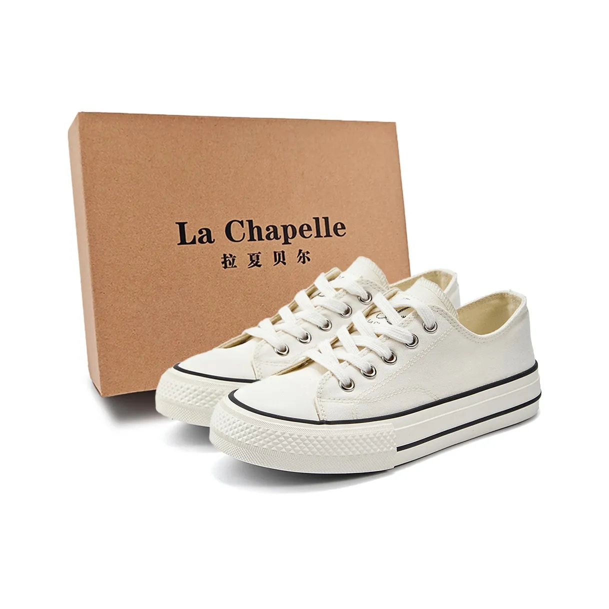 La Chapelle Low-Top Canvas Shoes Beige Women's