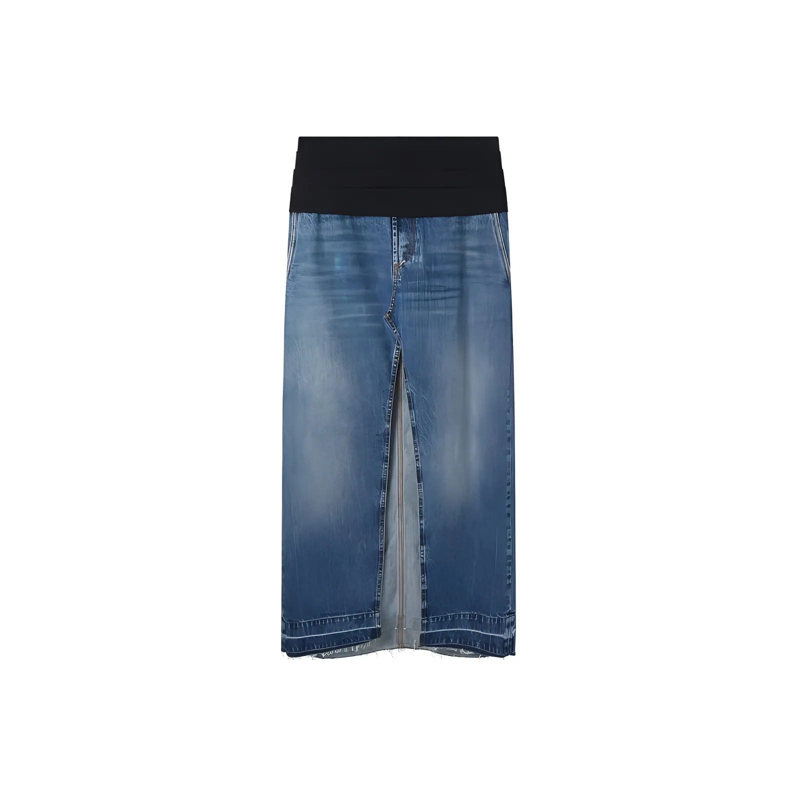Stella McCartney Front Slit Frayed Edge Denim Maxi Skirt