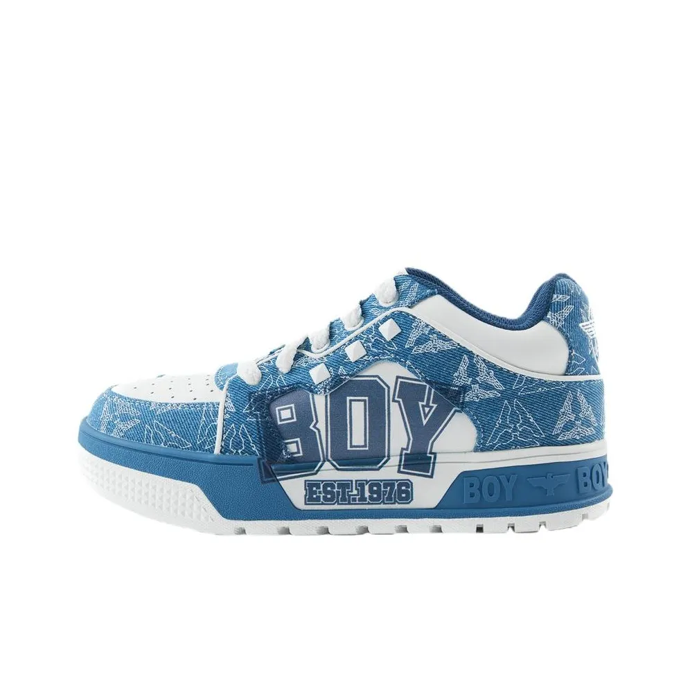 Boy London Abrasion Resistant Low Top Skateboard Shoes Unisex Navy Blue/Blue/White
