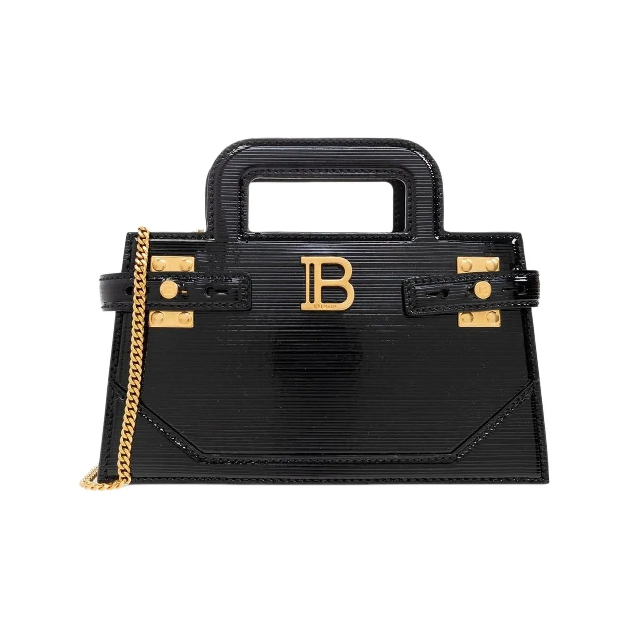 BALMAIN B BUZZ Leather Shoulder Bag, Crossbody Bag, Handbag Trumpets Women's Black