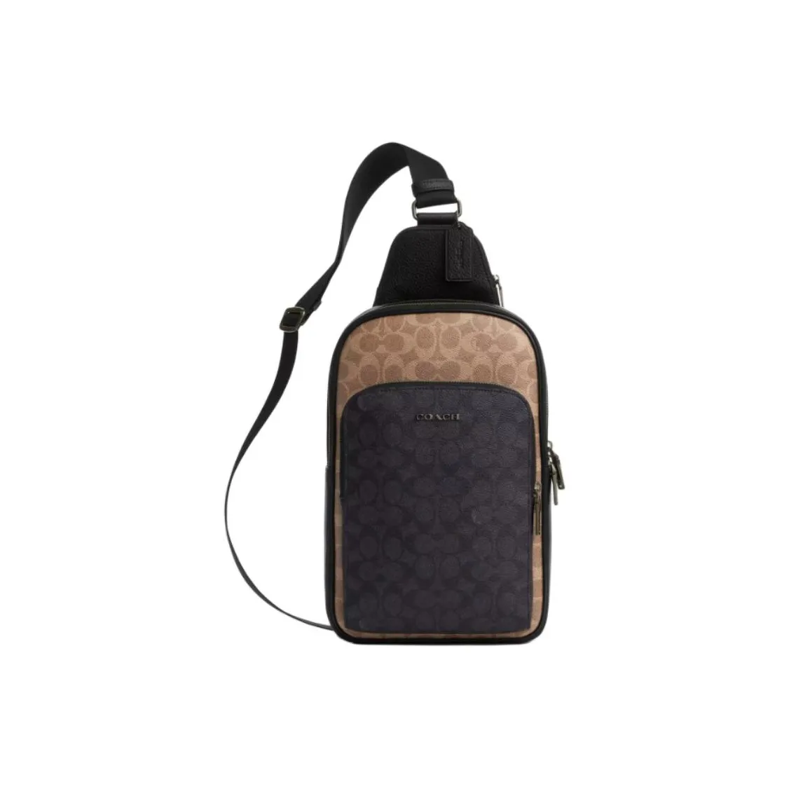 COACH Ethan Canvas Leather Sling Bag Standard Men's Brown Black COACH Ethan Холст Кожа Слинг Сумка Стандарт Мужская Коричневый и Черный