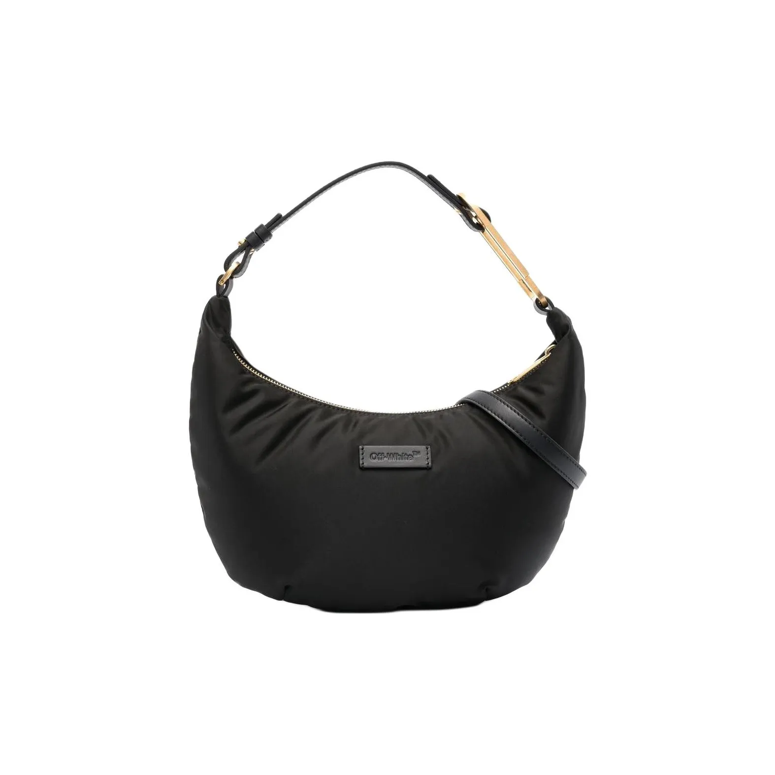 OFF WHITE Nylon Water Dumpling Bag, Underarm Bag, Hobo Bag, Shoulder Bag, Handbag Mini Women's Black Gold