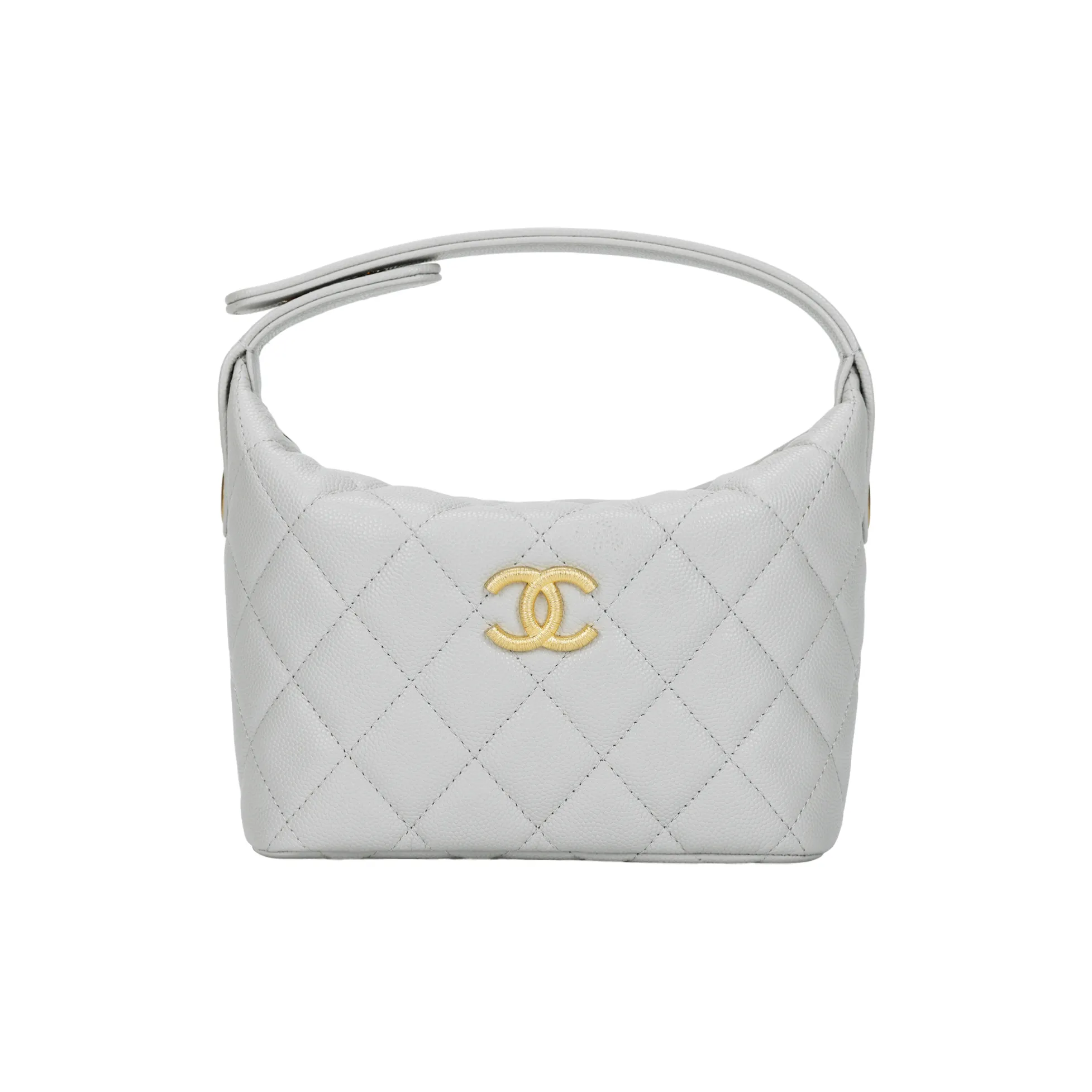 CHANEL Cow Leather Handbag Women's Gray