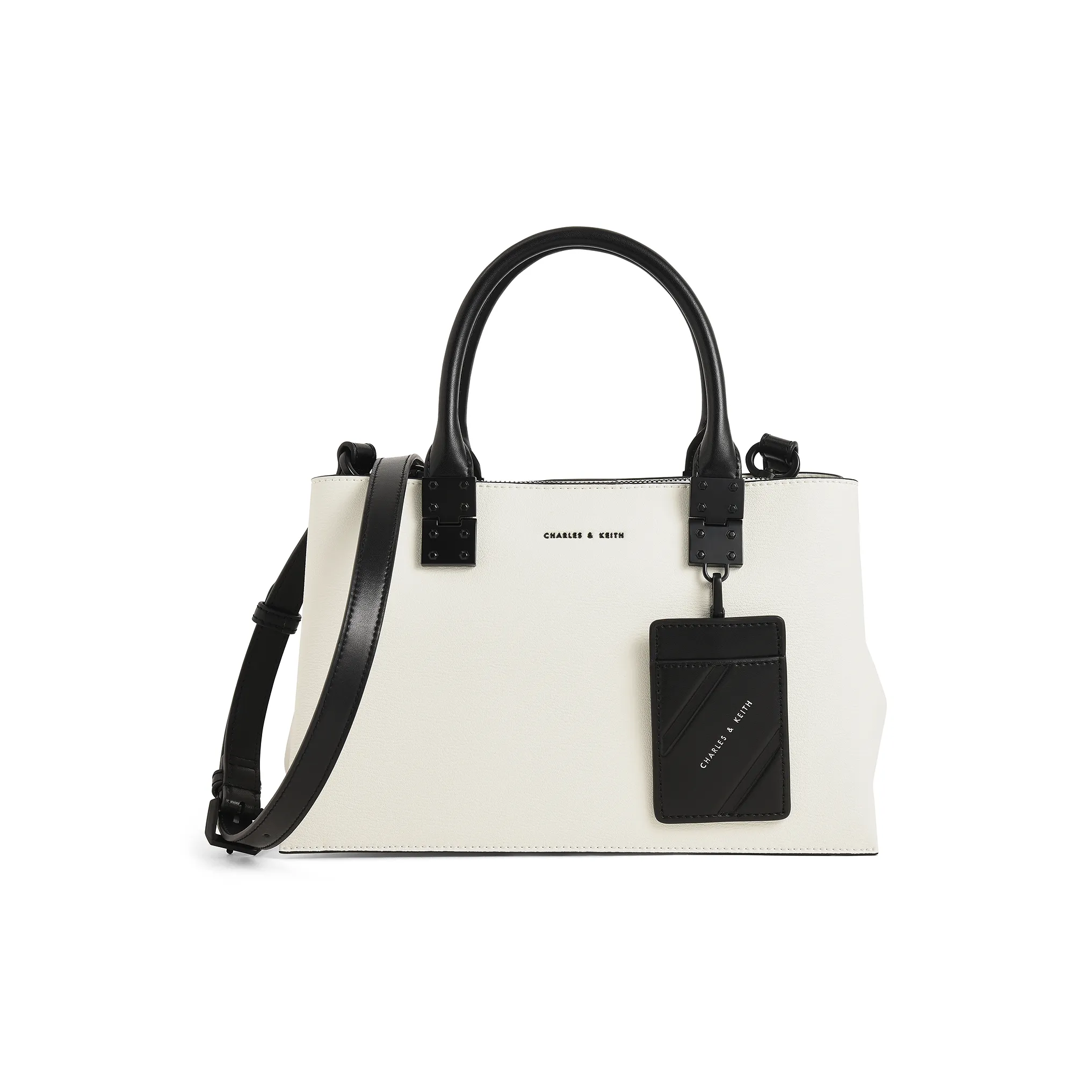 CHARLES KEITH ПУ (полиуретан) Сумка Сумка через плечо Большая Женская Розовая Ультраматовый Черный Белый