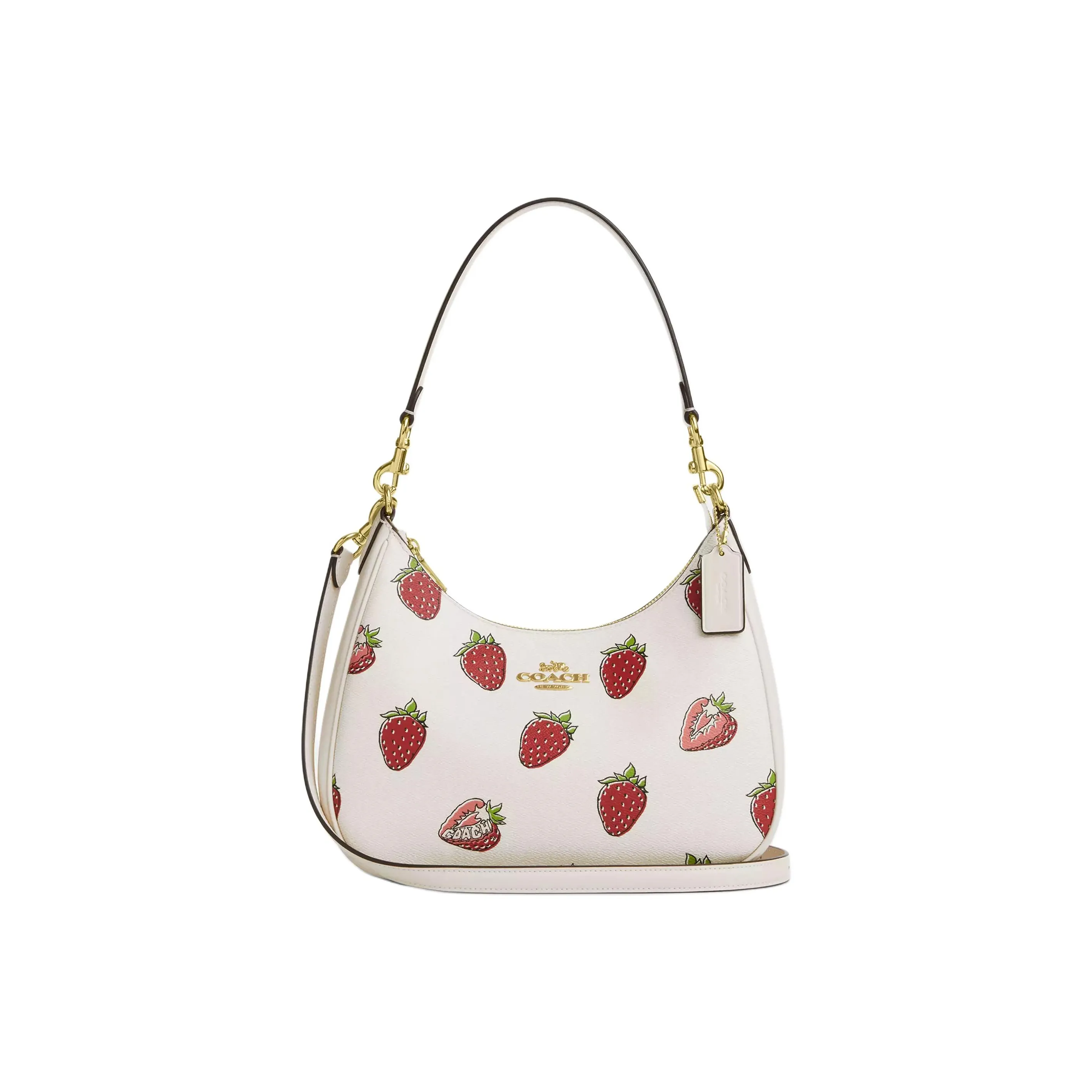 COACH Teri Покрытый холст Хобо Сумка Сумка через плечо Сумка на плечо Большая Женская Золото и Мелово-многоцветная