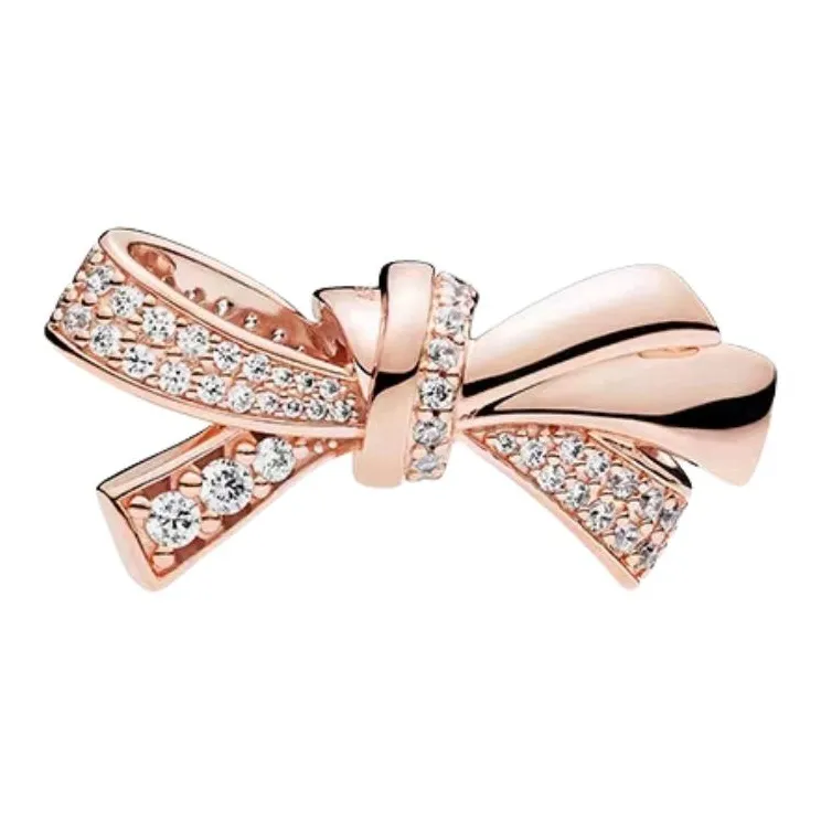 Pandora Медный Серебряный Сплав Синтетический Кубический Цирконий Ювелирные Аксессуары Унисекс Розовое Золото