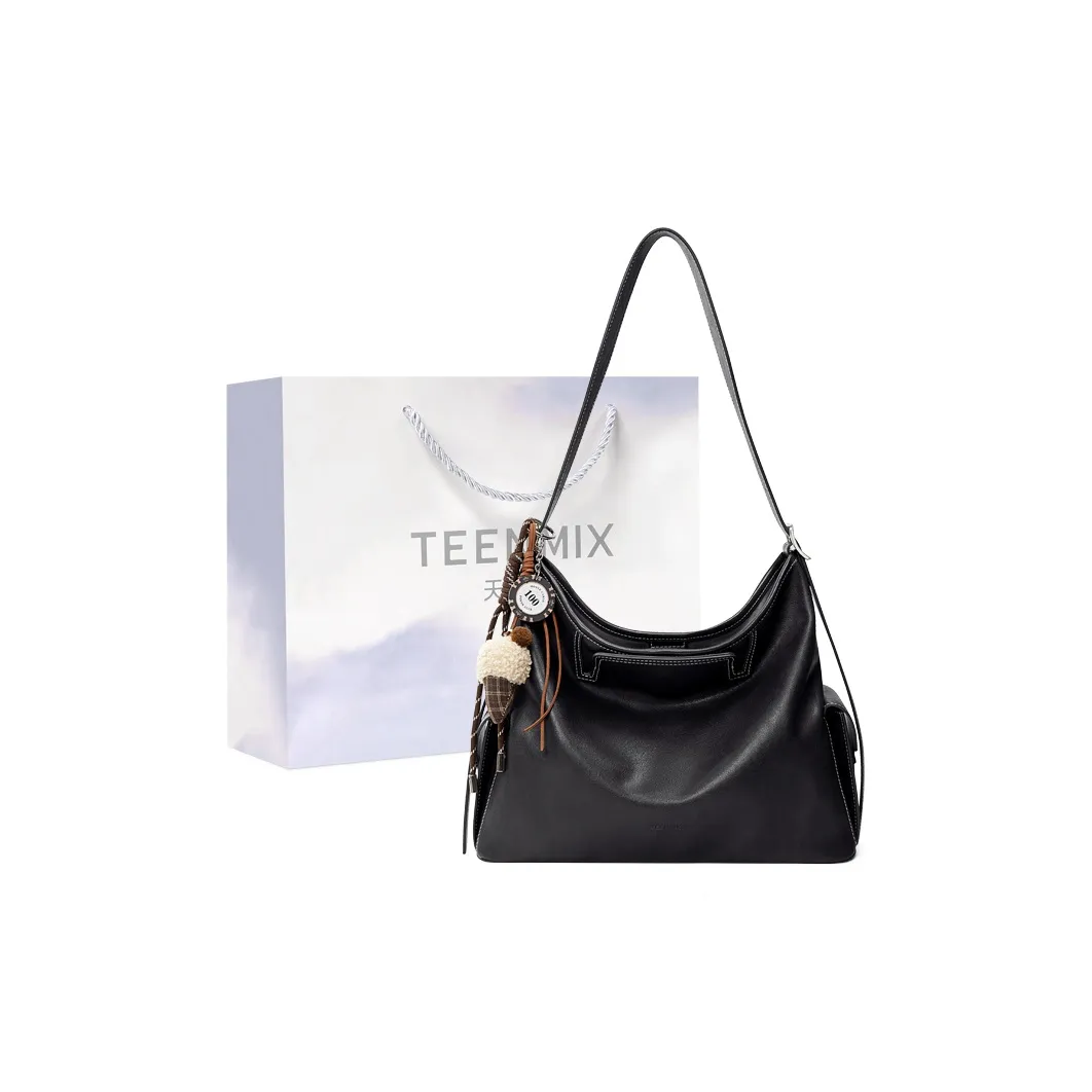 teenmix Коровья кожа Ведрообразная сумка Сумка-тоут Сумка через плечо Сумка на плечо Стандартная Женская Коричневый Кофейный Черный