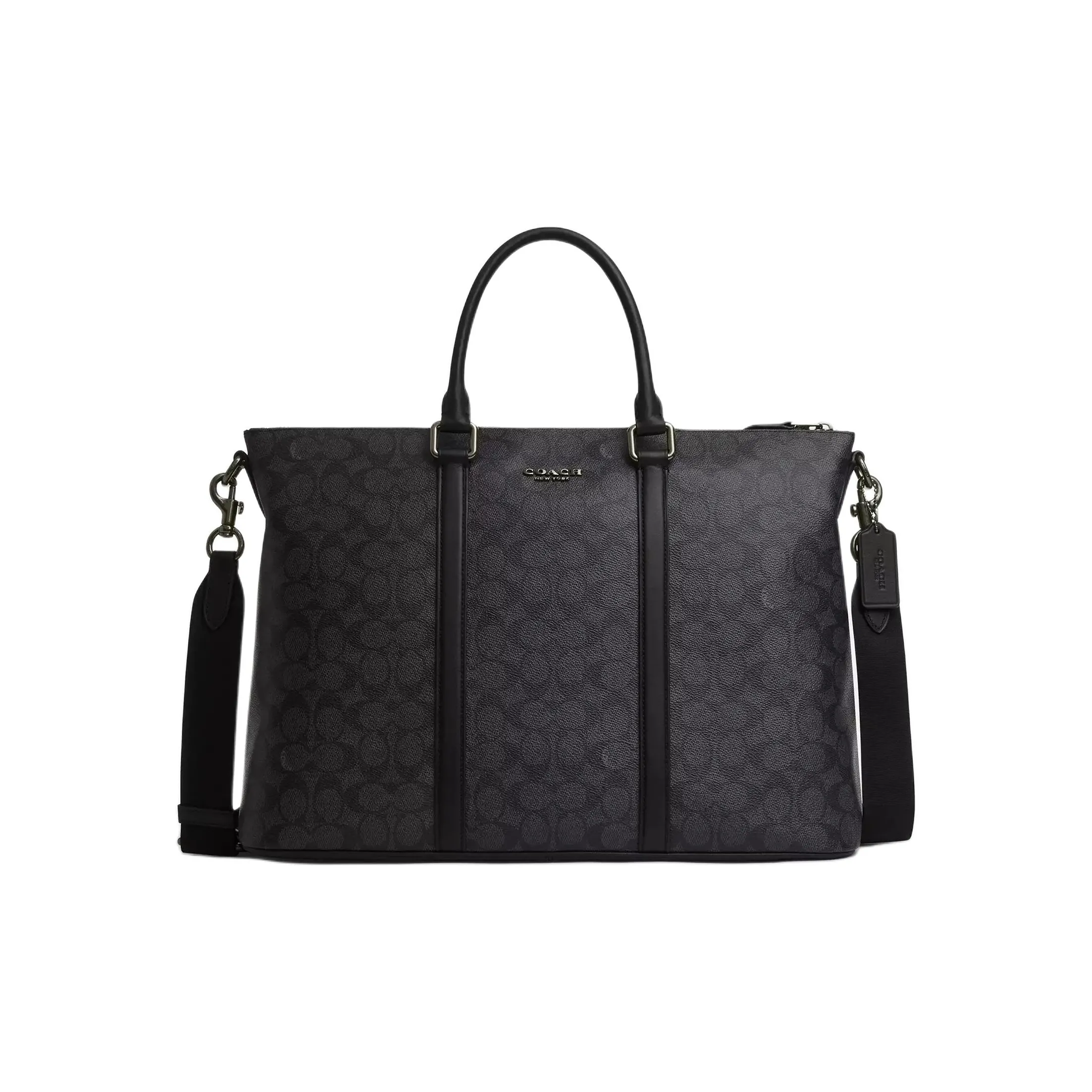 COACH Покрытая холстовая сумка через плечо сумка большая мужская бронза и деревянный уголь и черный