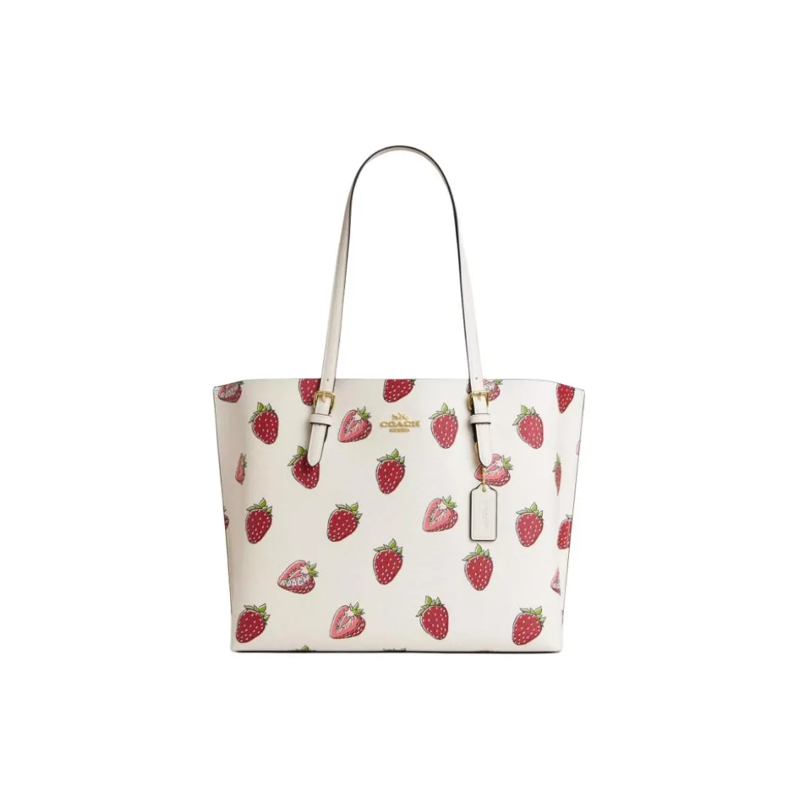 COACH Mollie Покрытый холст Тоут Сумка Сумка для покупок Сумка на плечо Большая Женская Мел Белый