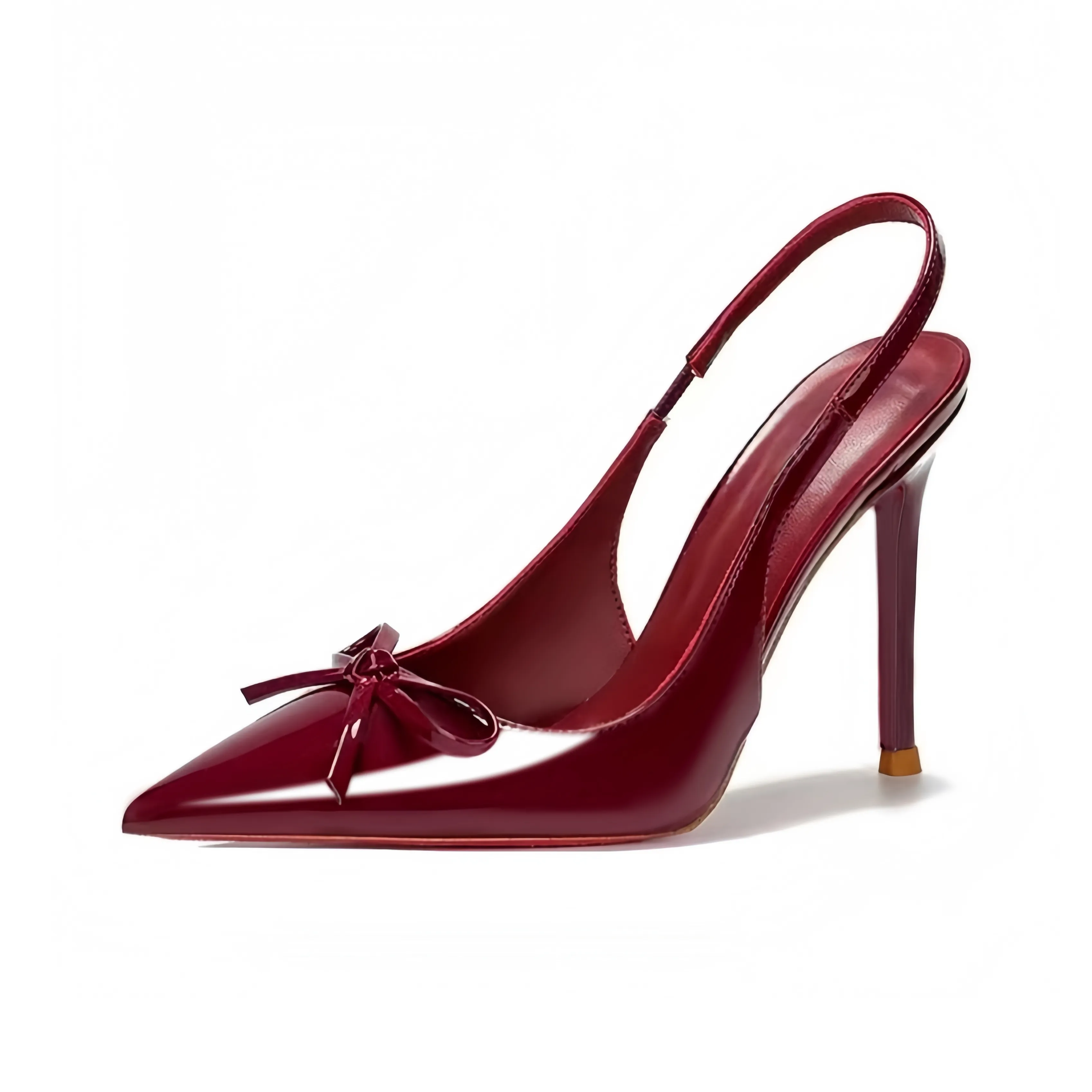 Crelinkxlat Подарочный набор "Возлюбленный" Розовый Французский Заостренный носок Бант Спина Ремень Узкий каблук Высокие каблуки Женские