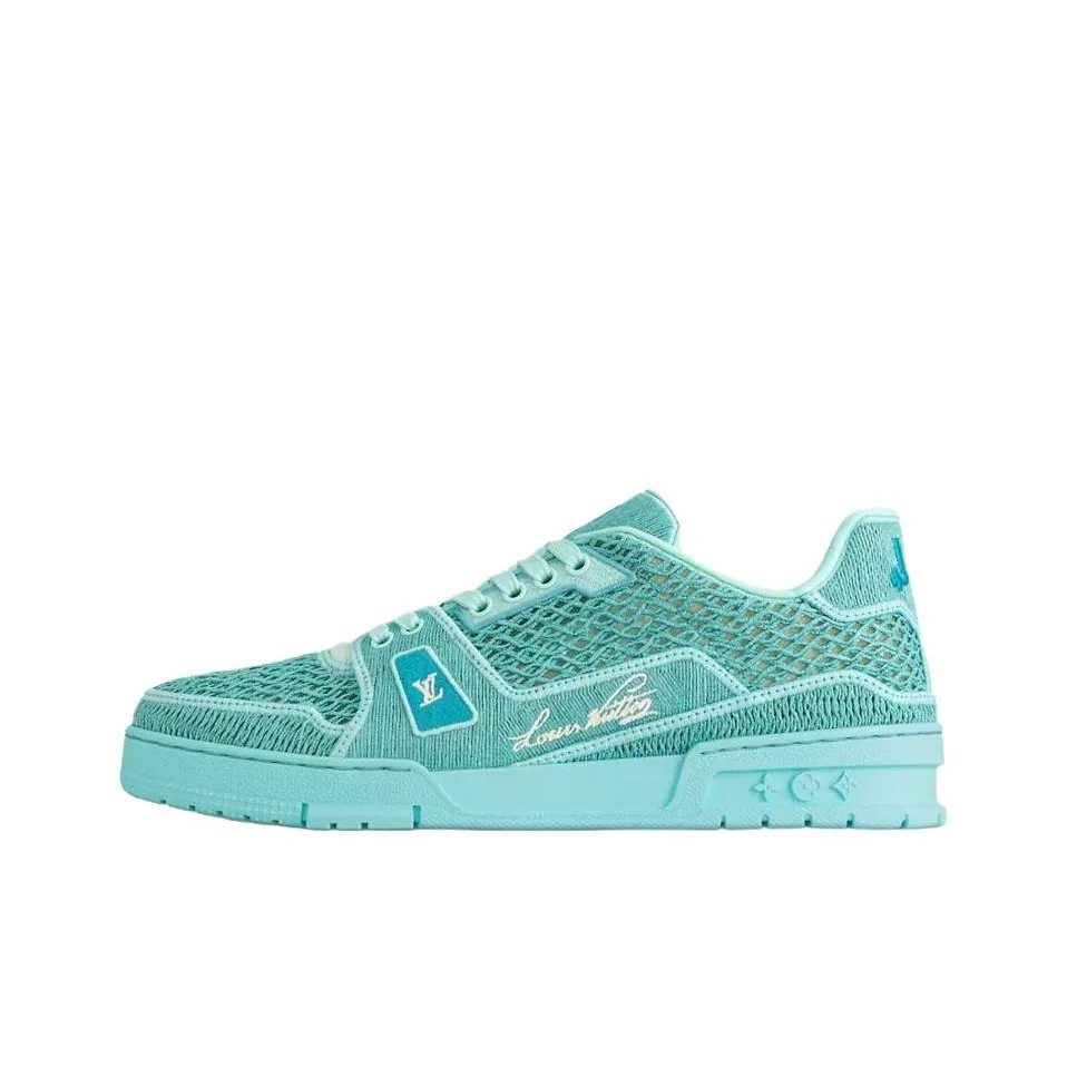 LOUIS VUITTON Trainer Low Top Skateboard Shoes Men's Blue Green