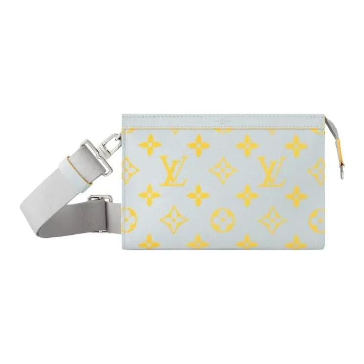 LOUIS VUITTON Gaston Canvas Bag Wallet, Crossbody Bag, Shoulder Bag Men's Gray & Yellow