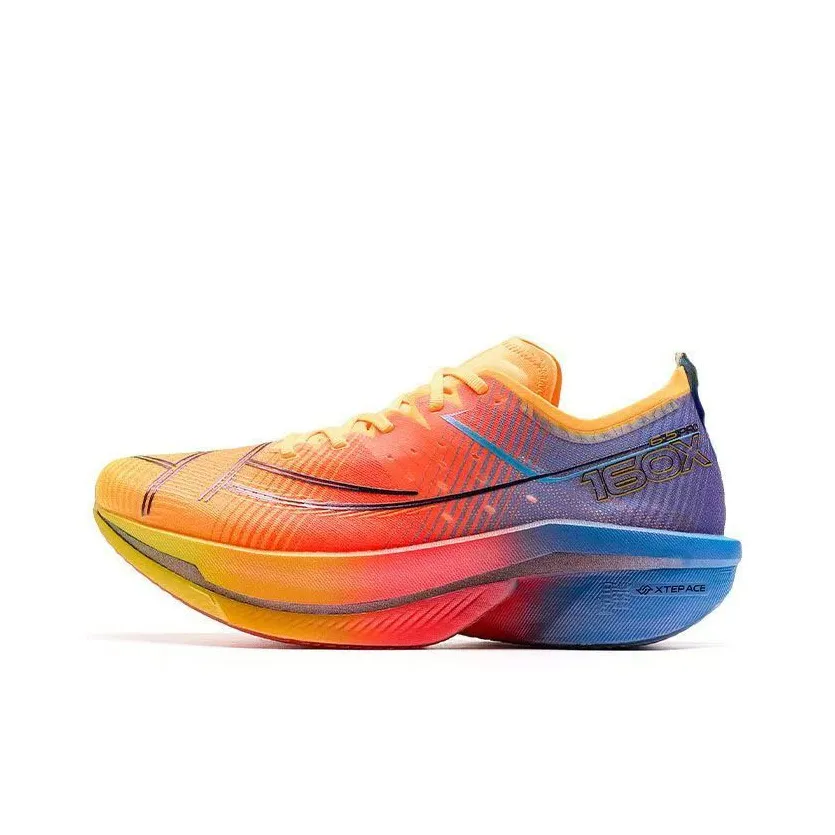 XTEP 160X 6.5PRO Anti Slip Wear Resistant Low Top Carbon Plate Marathon Running Shoes Women's Orange Blue