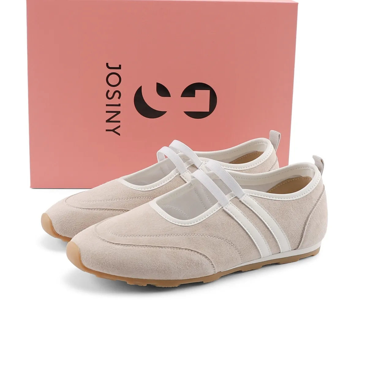 JOSINY Плоская подошва Туфли Мэри Джейн Женские Экрю