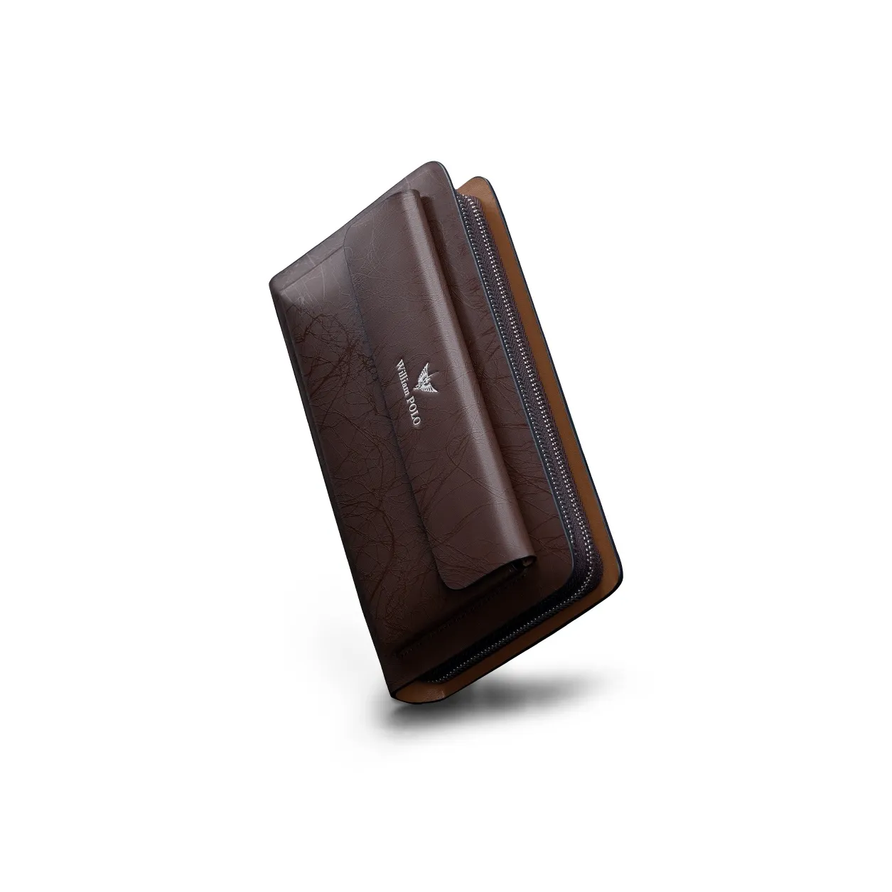 WilliamPOLO Клатч из коровьей кожи мужской черный кофейный