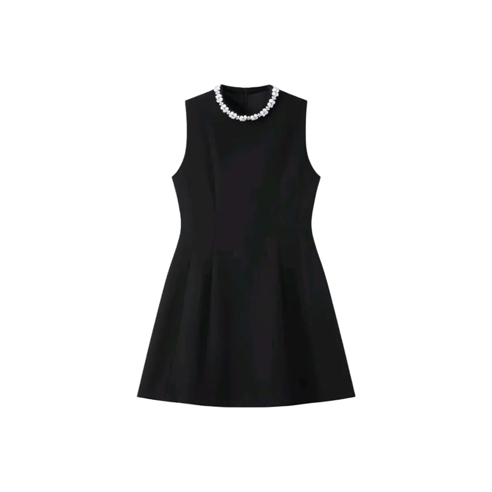 PZGE Черное платье Женские Платья без рукавов