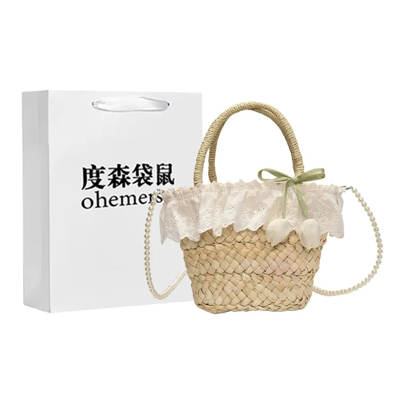 Dusen Kangaroo Соломенная плетеная сумка стандартная женская многоцветная