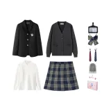 블랙 Xihuo Private School 수트 + Berlin 봄 드레스, 길이 39cm. 포함됨 A Complimentary 카본 그레이 가디건 + 블라우스 + 더스트백 + 스몰 액세서리.