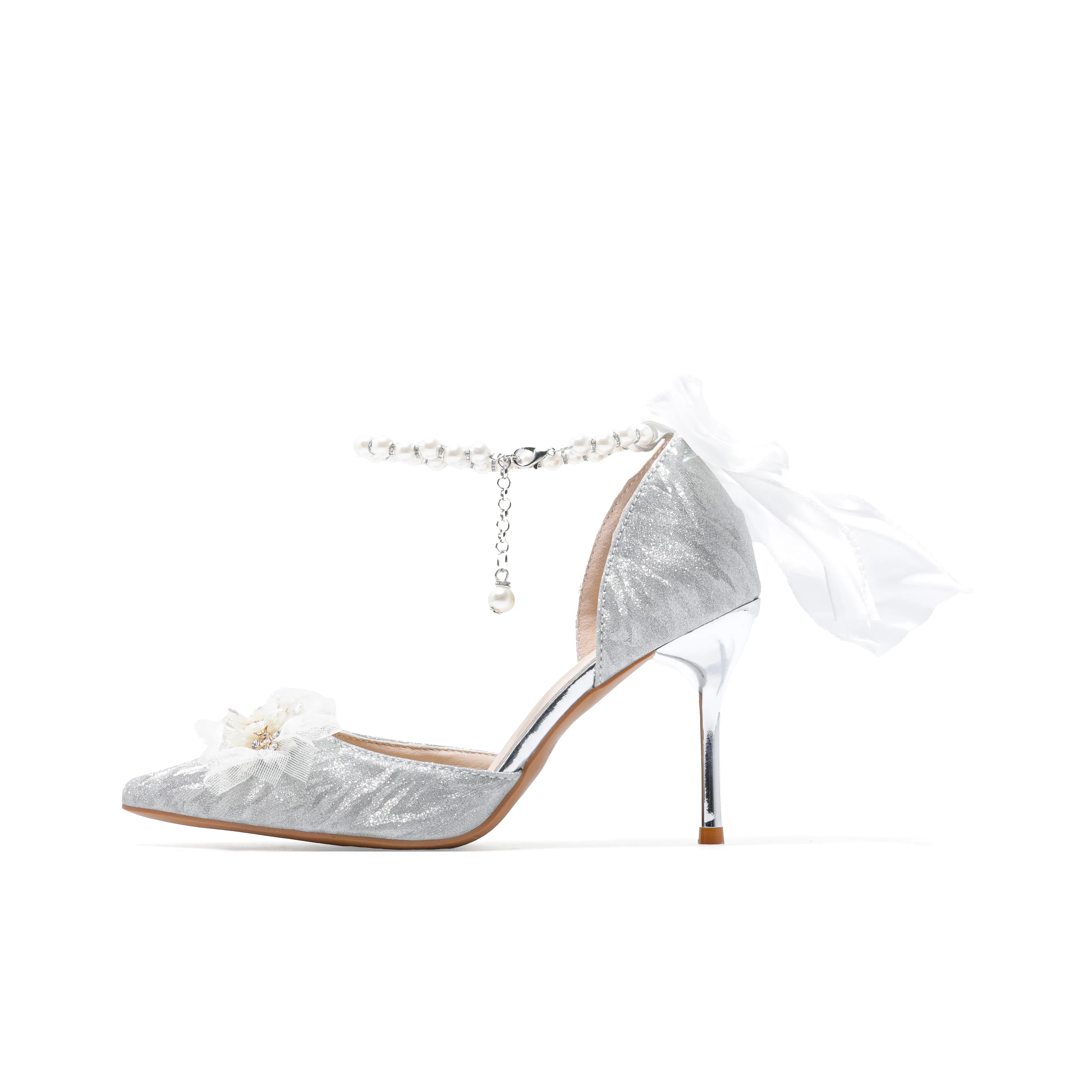 Take The Qin Узкий каблук Высокие каблуки Женские Серебряные