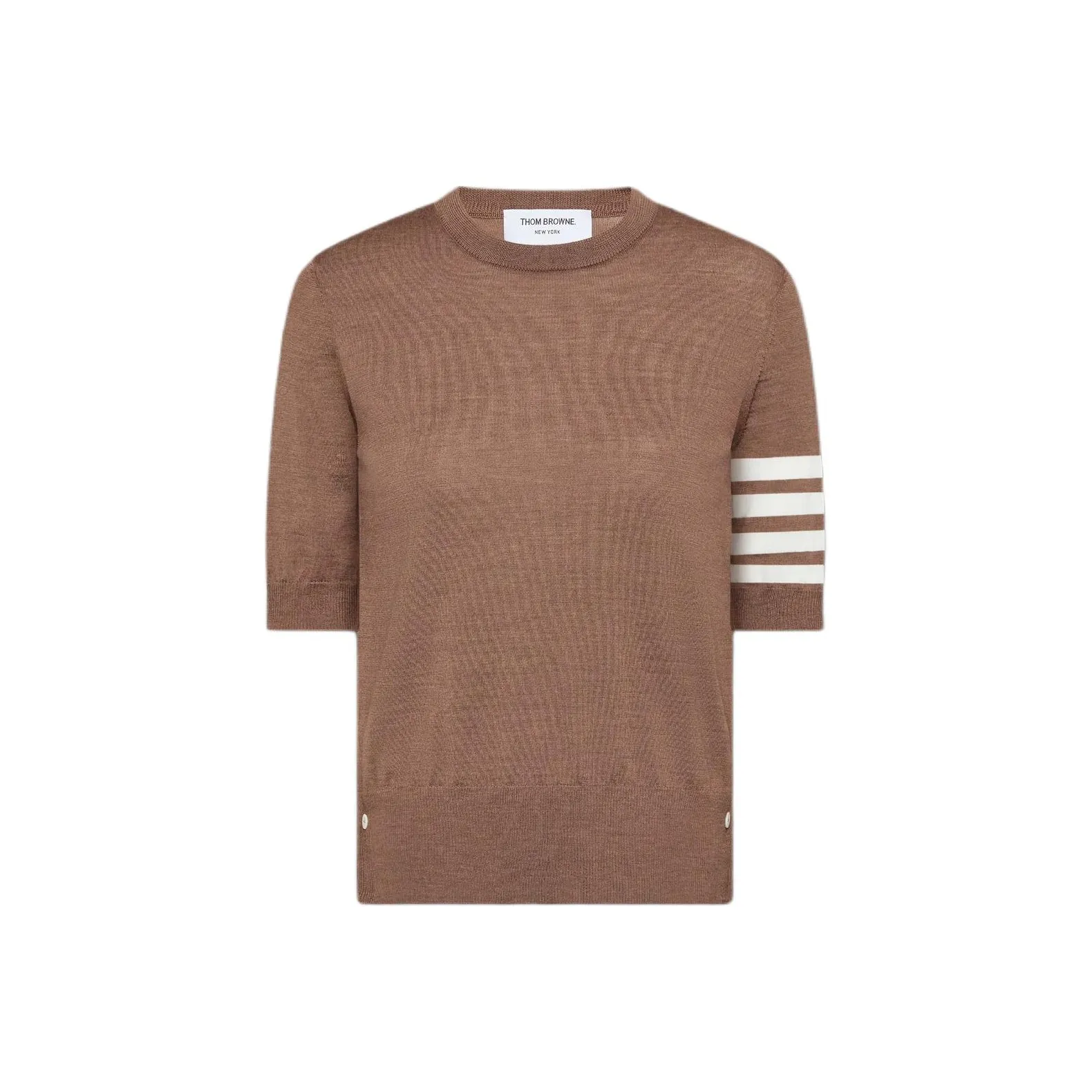 THOM BROWNE 4 Bar Sheer Sleeved Fine Knitted T Shirt
