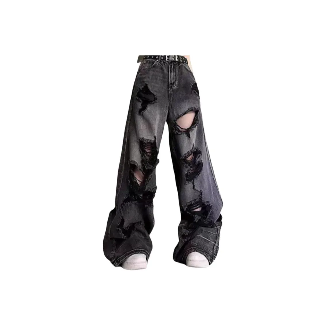 MORii Черно-серый цвет унисекс джинсы