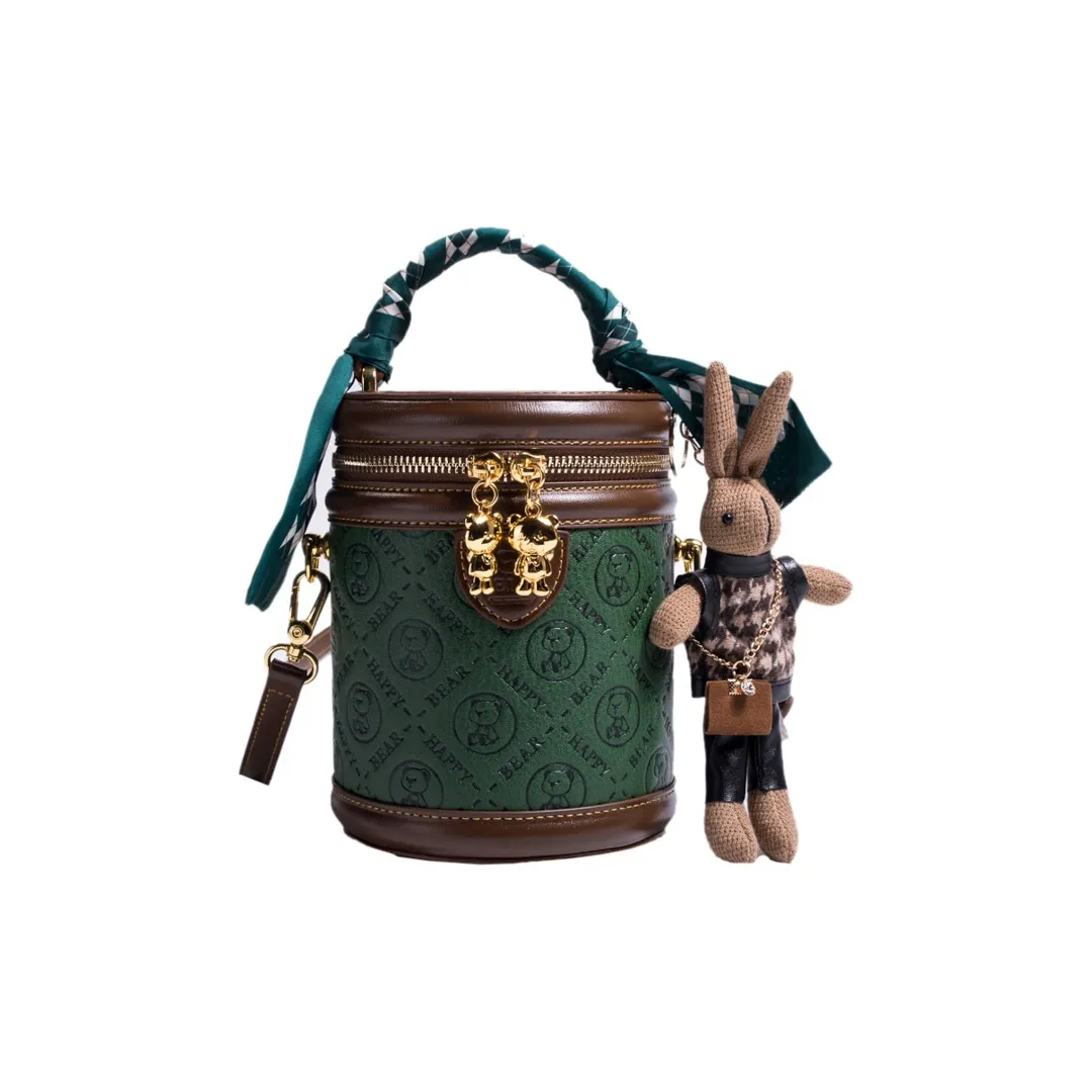 North Pack ПУ (полиуретан) Цилиндрическая сумка Сумка через плечо Сумка Женская Зеленая