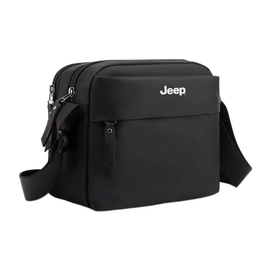 Jeep Oxford Messenger Bag, Shoulder Bag, Crossbody Bag Men's Black