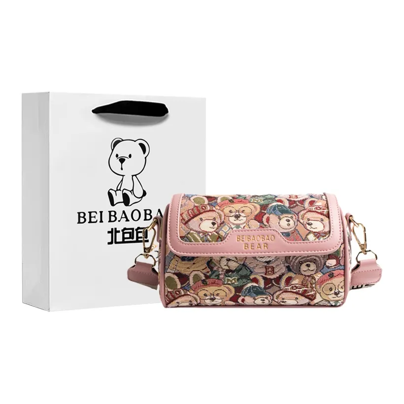 North Pack Холст Сумка через плечо Сумка на плечо Женская Темно-синий Коричневый Розовый