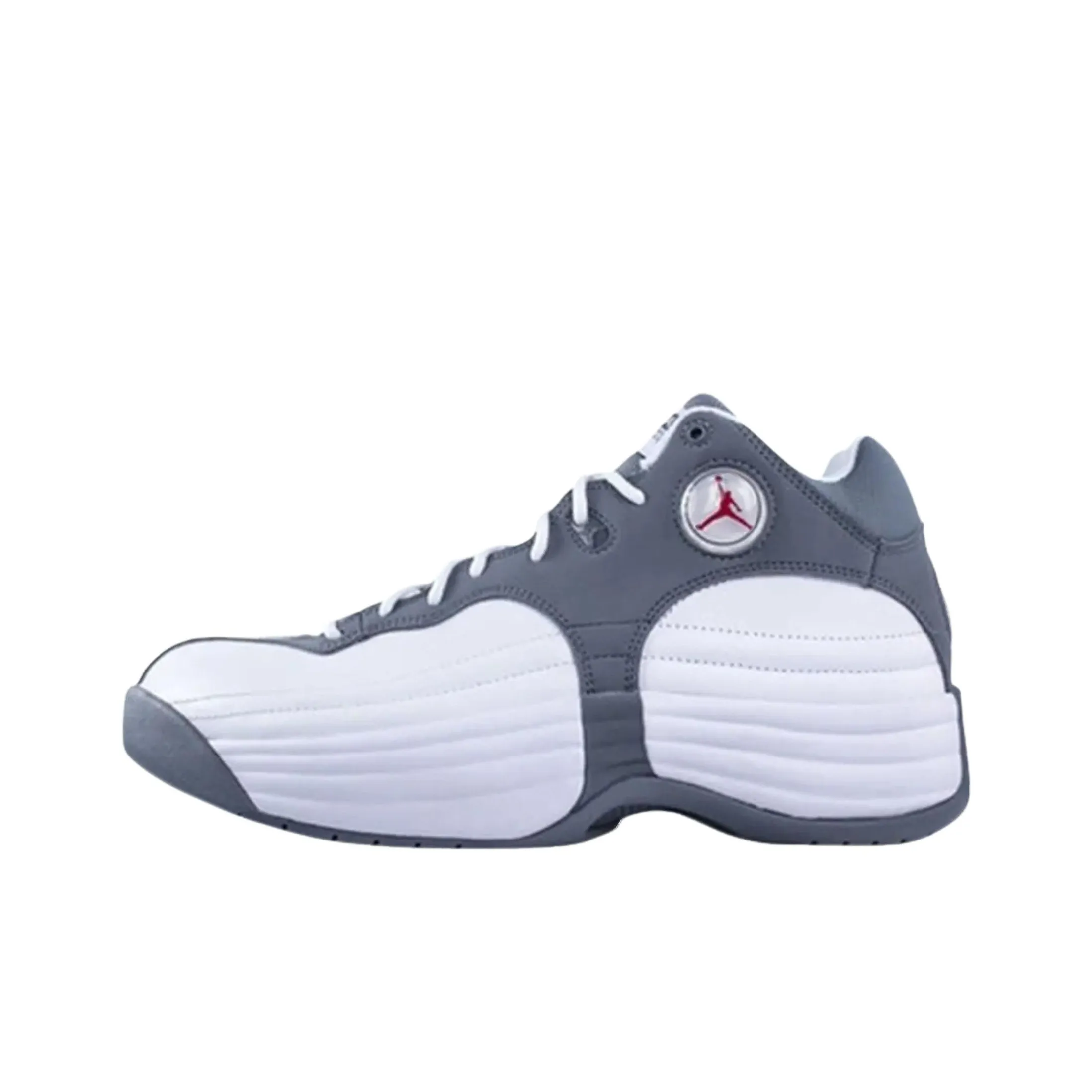 Jordan Jumpman Team I Anti Slip Wear Resistant Mid Top Vintage Basketball Shoes Reception Men's White Gray
