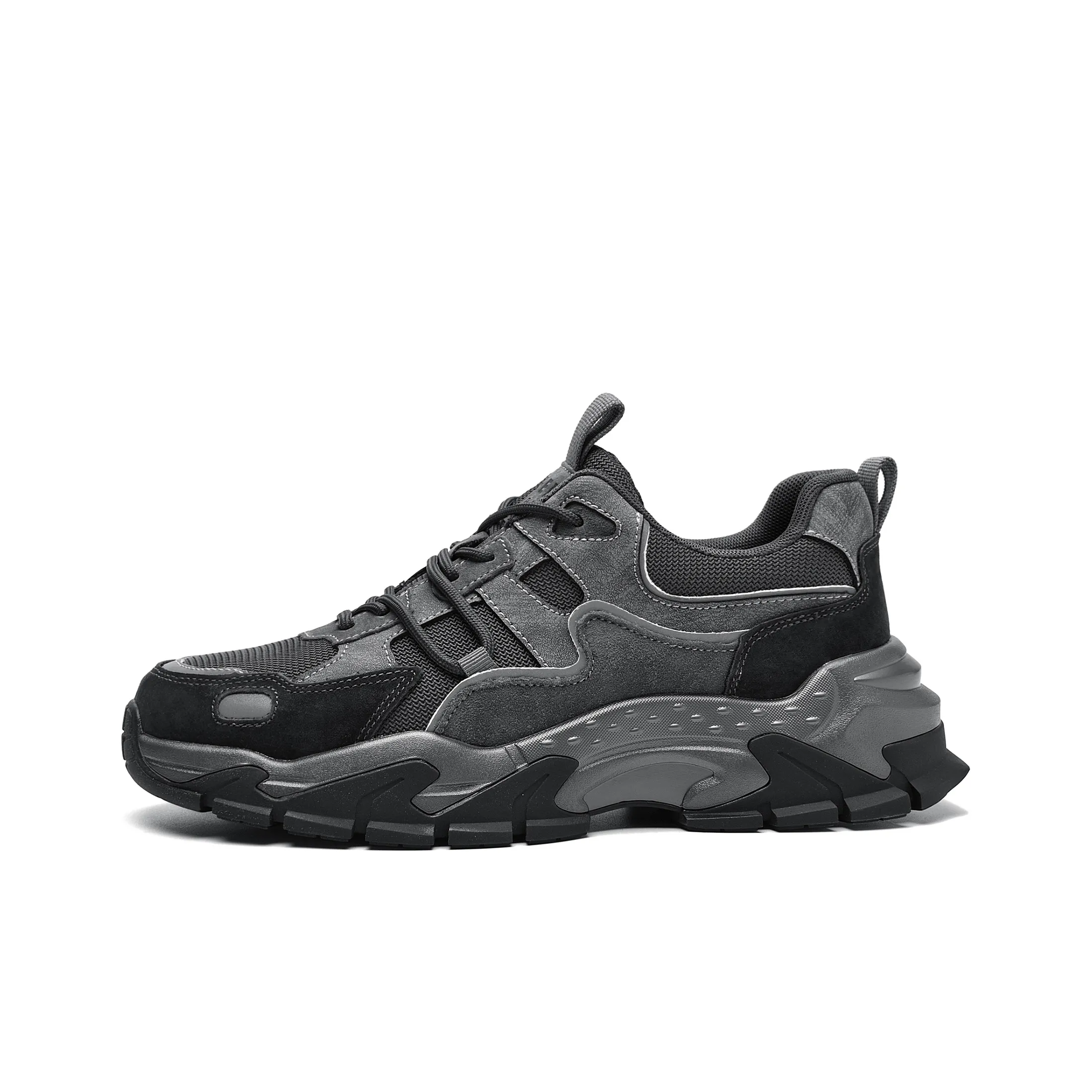 JEEP SPIRIT Black Myth Abrasion Resistant Breathable Low Top Casual Shoes Men's Black Gray