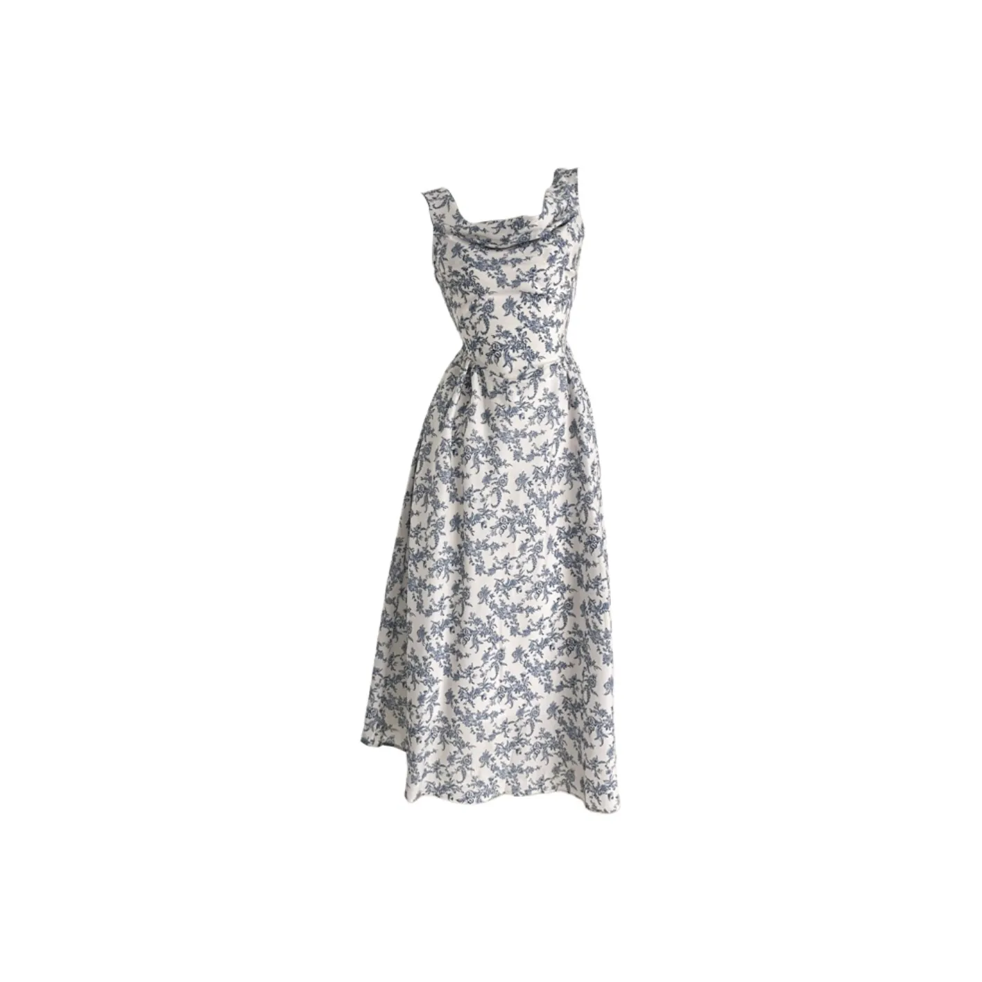 PZGE Синий Чернила Цветочный Платье Женские Слиплатья