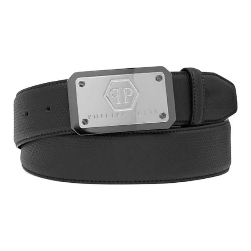 PHILIPP PLEIN 100% телячья кожа кожаные ремни мужской черный ширина 4CM