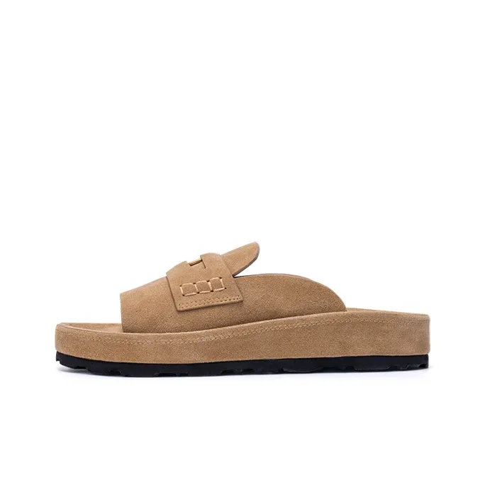 Martniel Rubber Sole Stitching Slip Resistant Slide Slippers Women's Earth Yellow