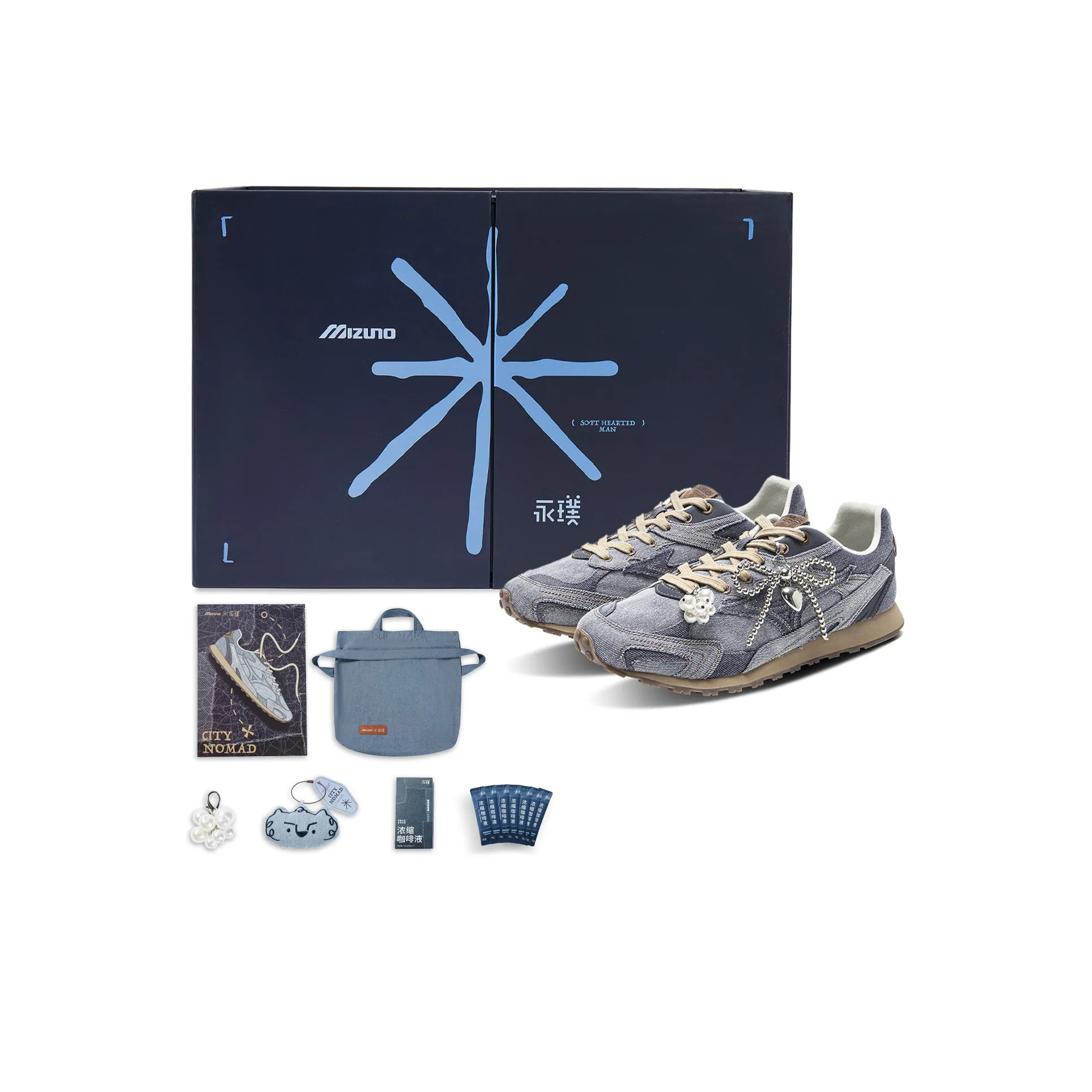 Yongpu x Mizuno LG 60S Low Top Casual Shoes Unisex Denim Blue