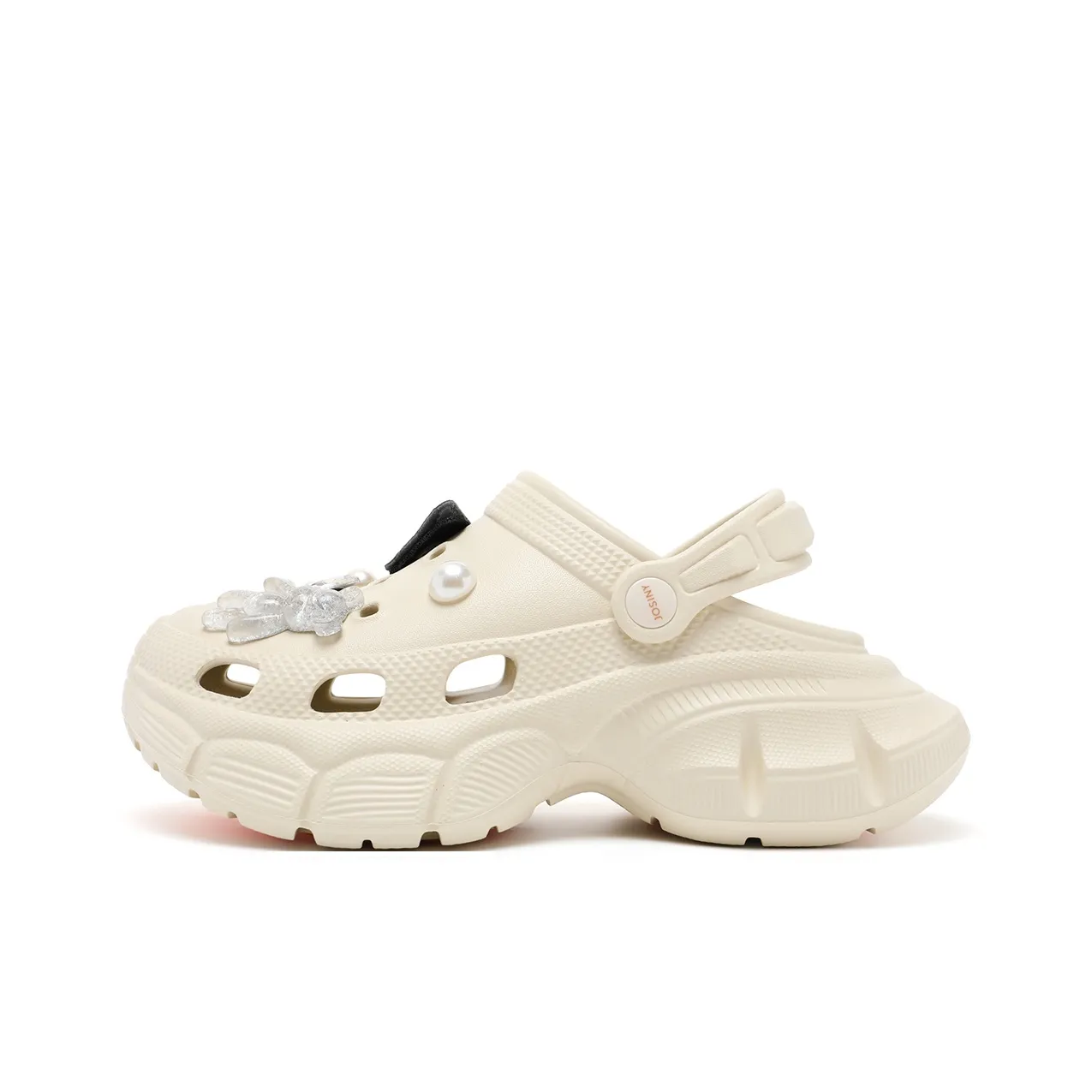 JOSINY Лето Petite Platform Высота Увеличение 5,8 см Модный Trendy Lazy Outerwear Slip-On Sabo Women's Ecru