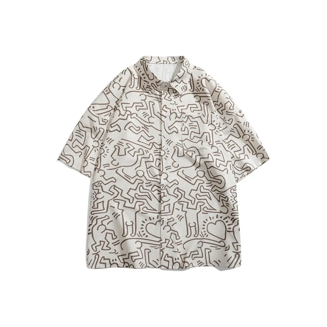 PEIMENG Бежевый Абрикос Веселье Мультяшный Мужские Рубашки