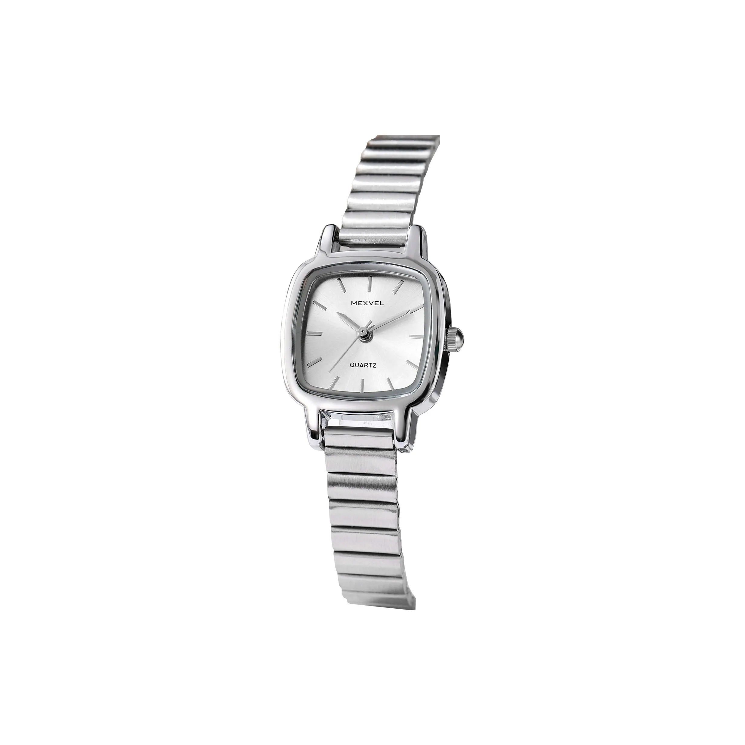 MEXVEL Кварцевый механизм стальной ремешок женские часы белый циферблат