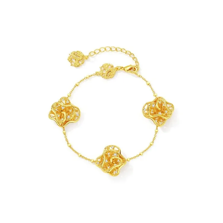 OOAK 925 Sterling Silver, 18K Gold Plated Bracelet Box Women's