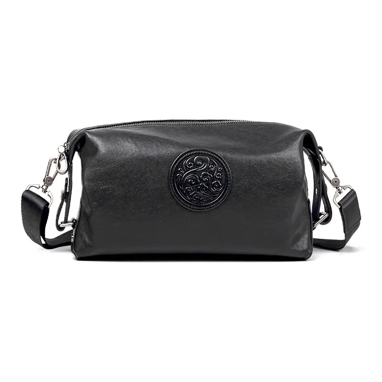 PESASRIE Сумка через плечо из натуральной коровьей кожи женская черная кофейная