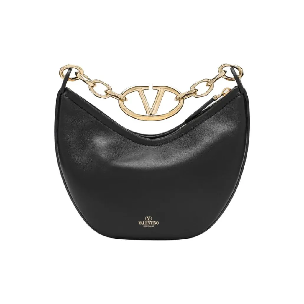 Valentino Lambskin Crossbody One Shoulder Handbag Women's Black
